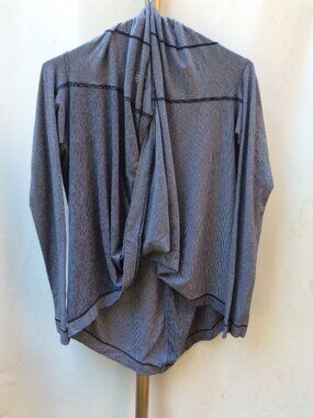 Lululemon Striped Draped Open Front Wrap Cardigan Exposed Seams Size 10